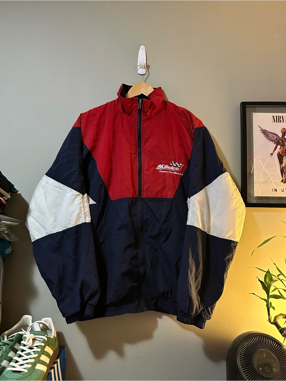 Vintage Men’s Colorblock Windbreaker Jacket - Red, Navy & White